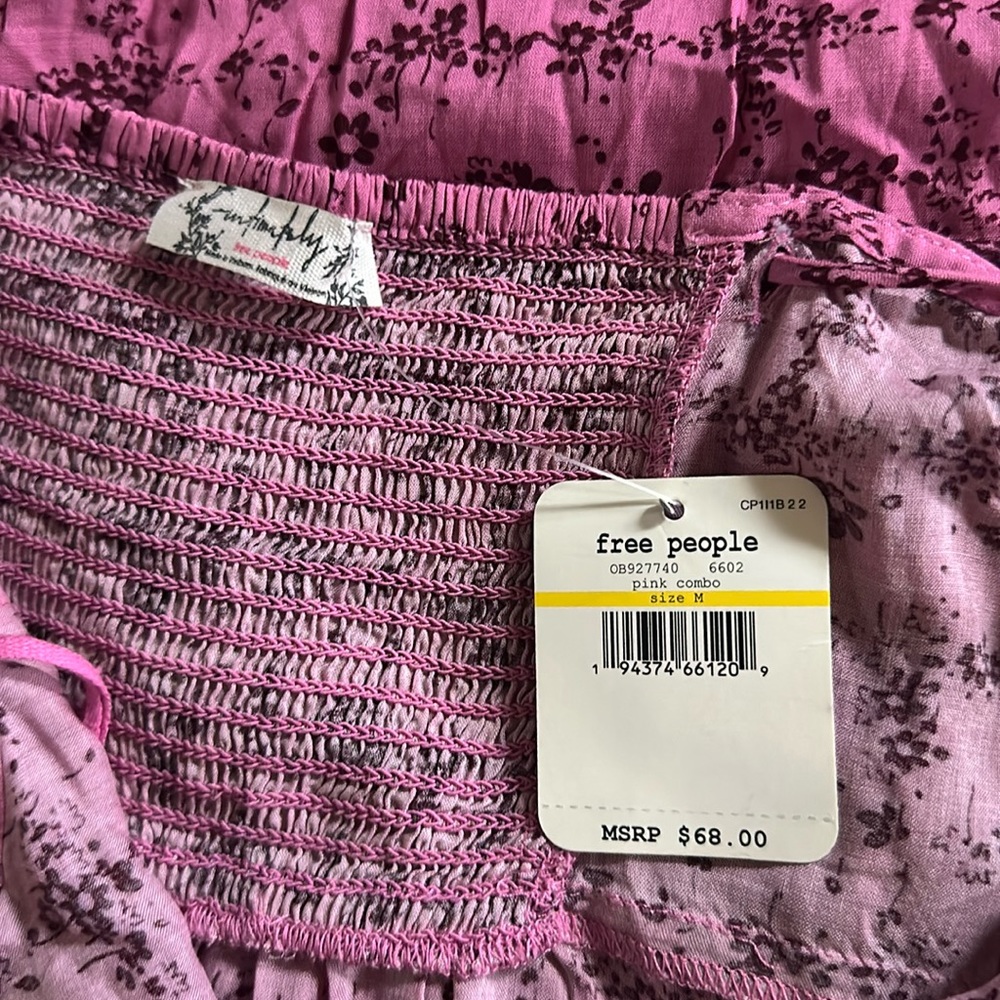 Free People Intimately "Caught Up" Pink Floral Dainty Coquette Mini Dress Medium - Picture 9 of 9